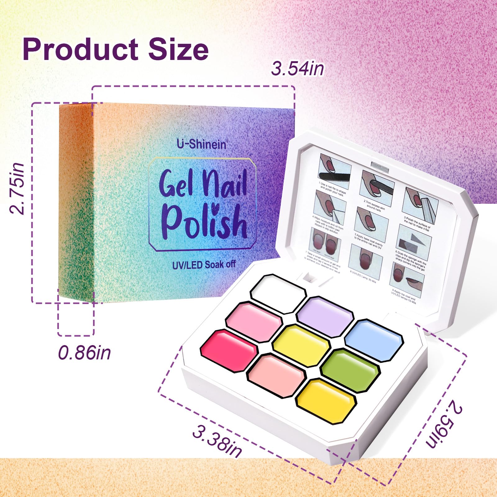 U-Shinein sealed gel polish cases keep colors fresh between sessions.