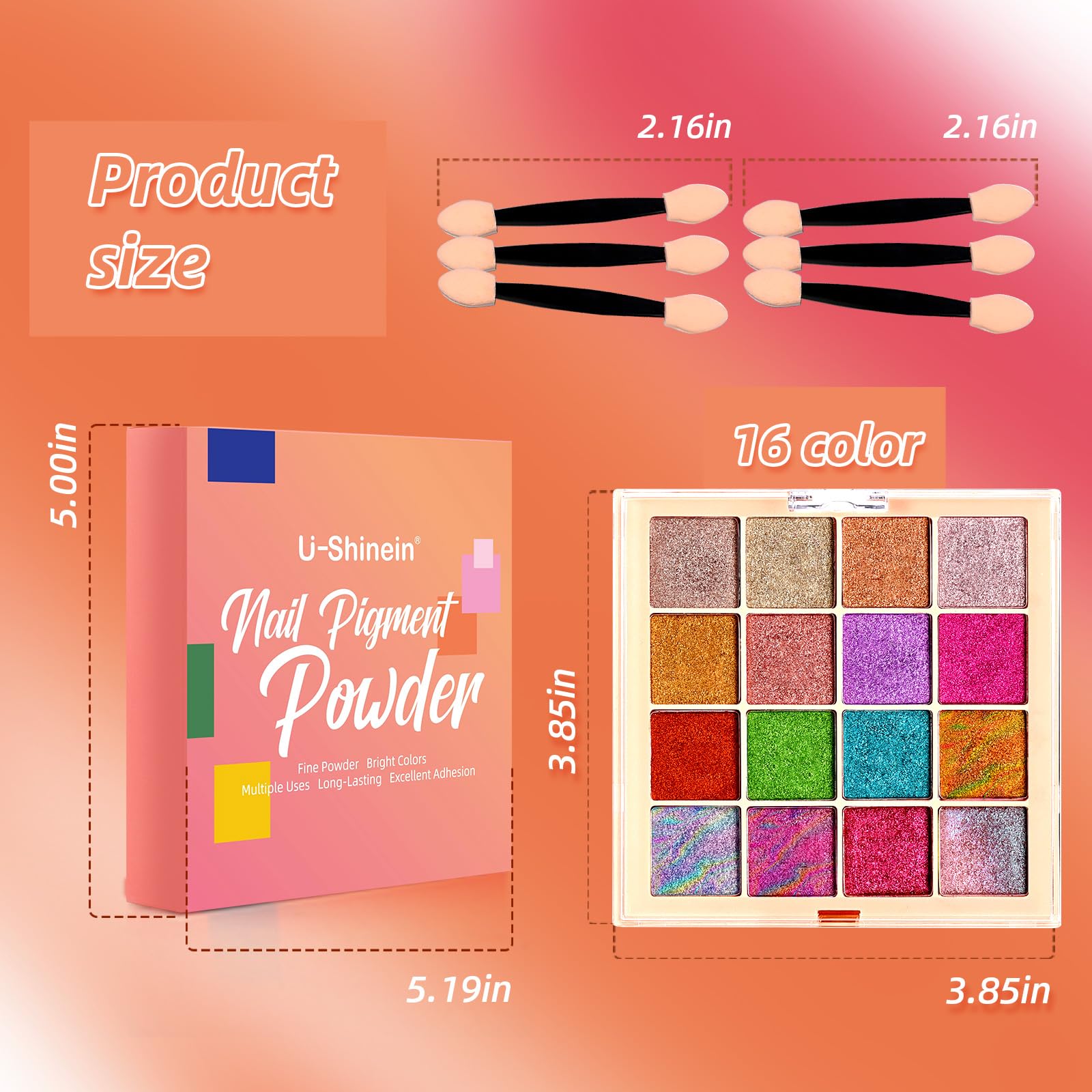 U-Shinein UV/LED compatible powders finish nails with a durable topcoat.