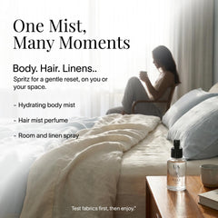 Ua Body Kiele Gardenia body mist on skin for a breathable, island-ready aura.