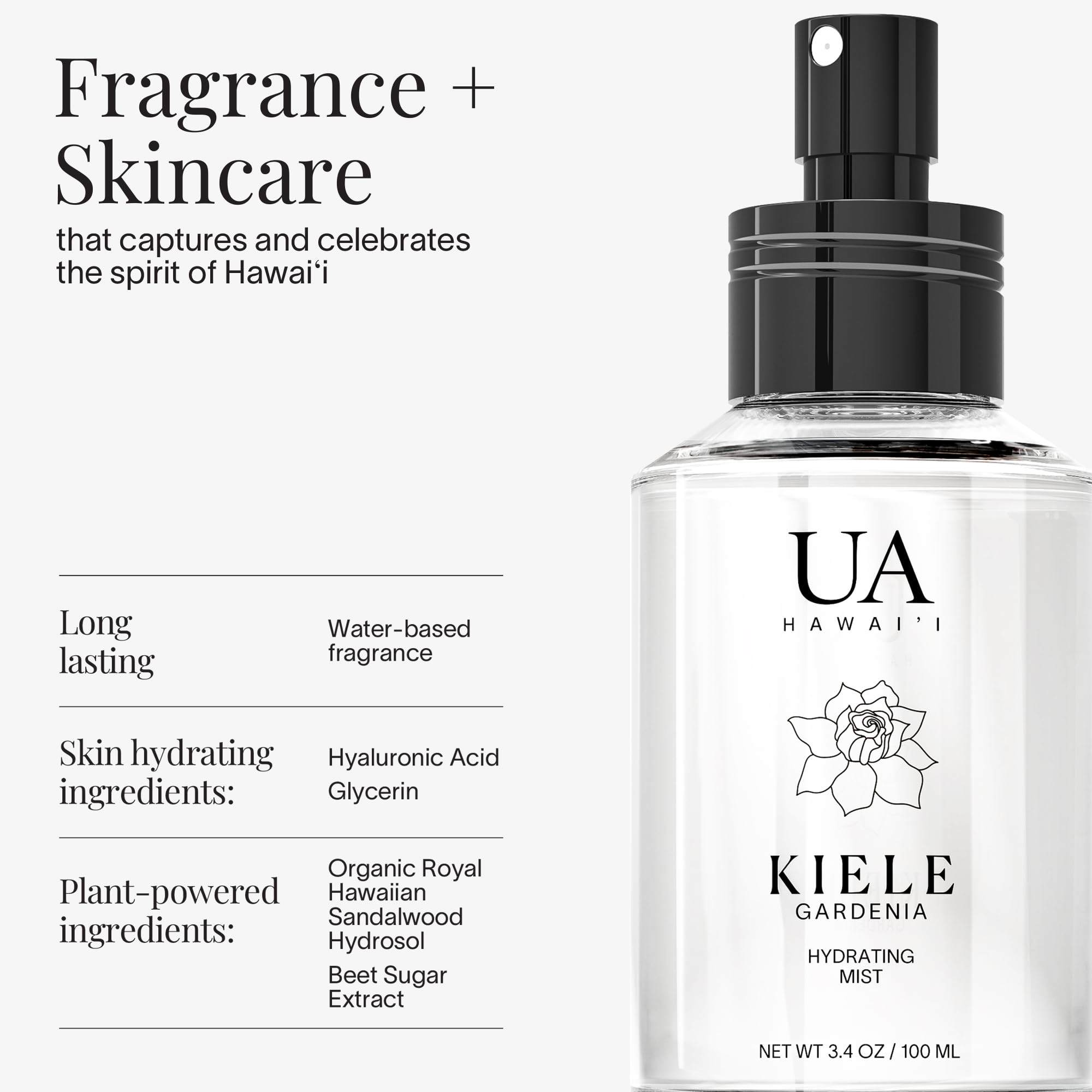 Ua Body Kiele Gardenia flower detail capturing fresh gardenia notes for daily wear.