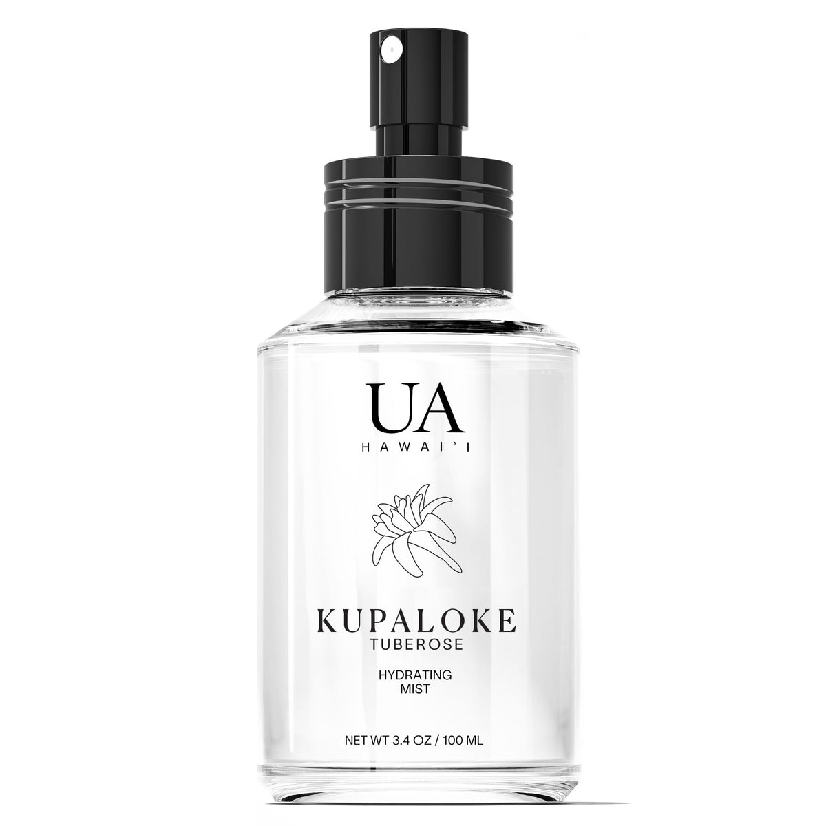 Ua Body Kupaloke Tuberose Mist bottle showing light, hydrating fragrance for skin and hair.