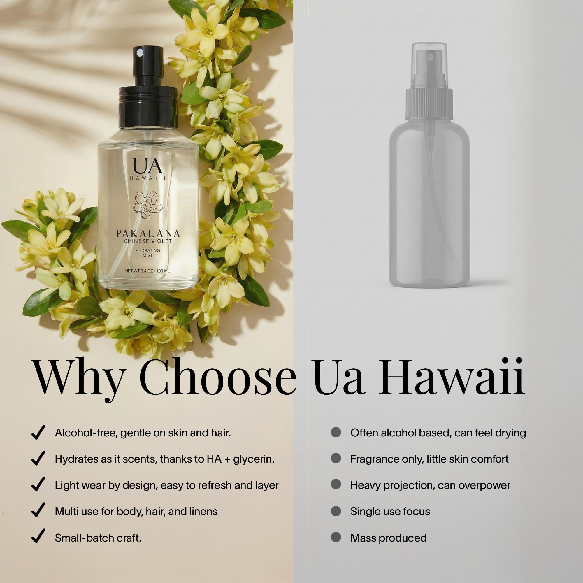 Ua Body Pakalana Chinese Violet Mist on skin for a silky feel