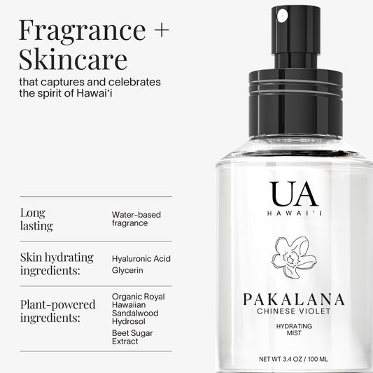 Ua Body Pakalana Chinese Violet Mist being applied to refresh hair