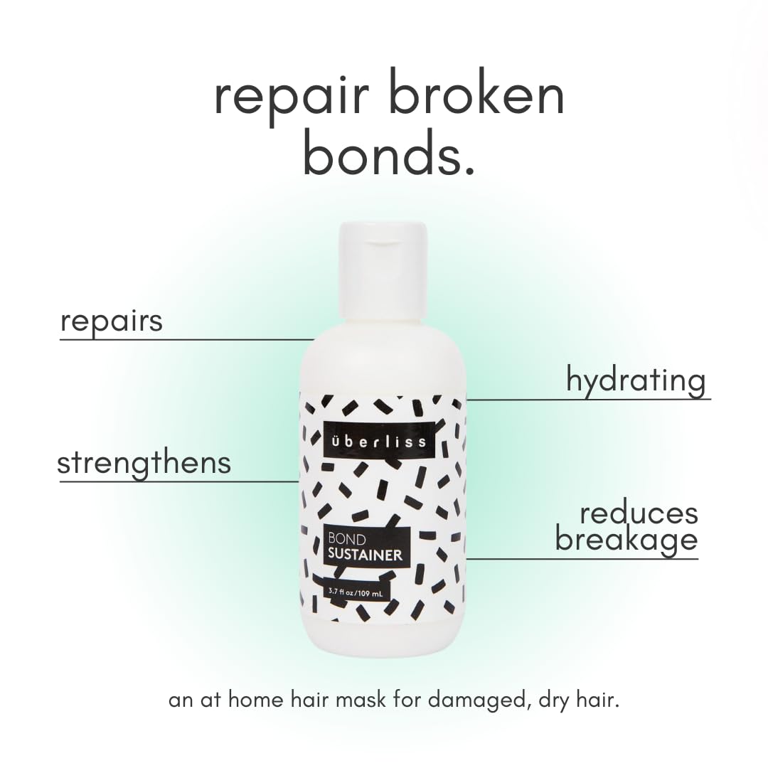 Uberliss Bond Repair Conditioner being applied for a quick 10-minute treatment at home.