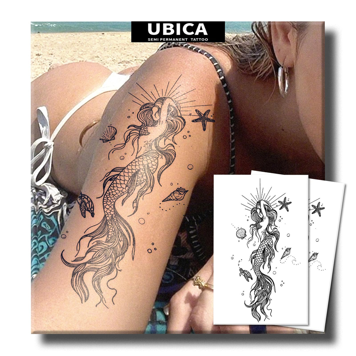 UBICA large semi-permanent tattoo sheets pack for versatile body art ideas.