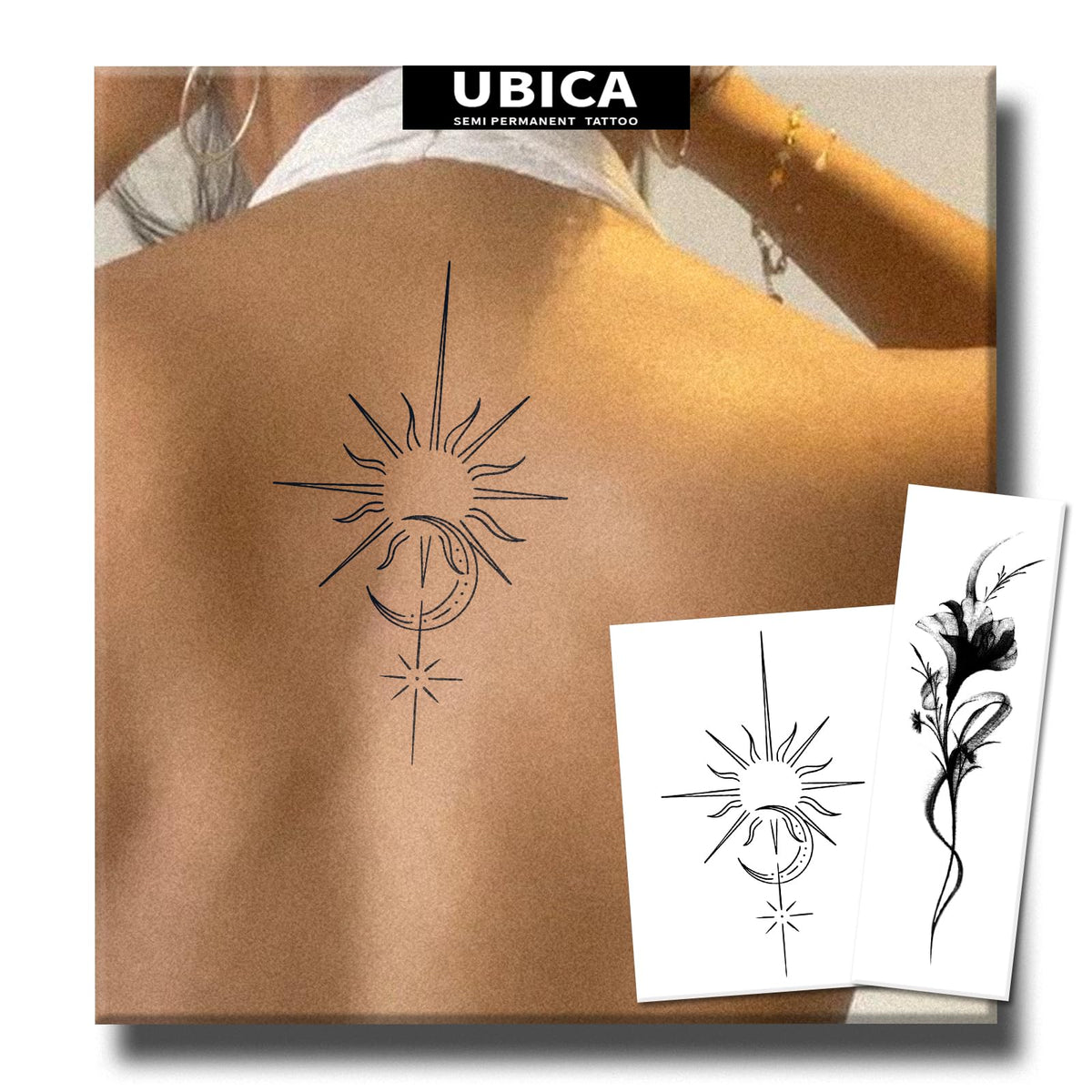 UBICA sun-moon tattoo on skin for stylish daily wear