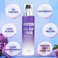 UCANBE setting spray delivers matte finish and makeup longevity.
