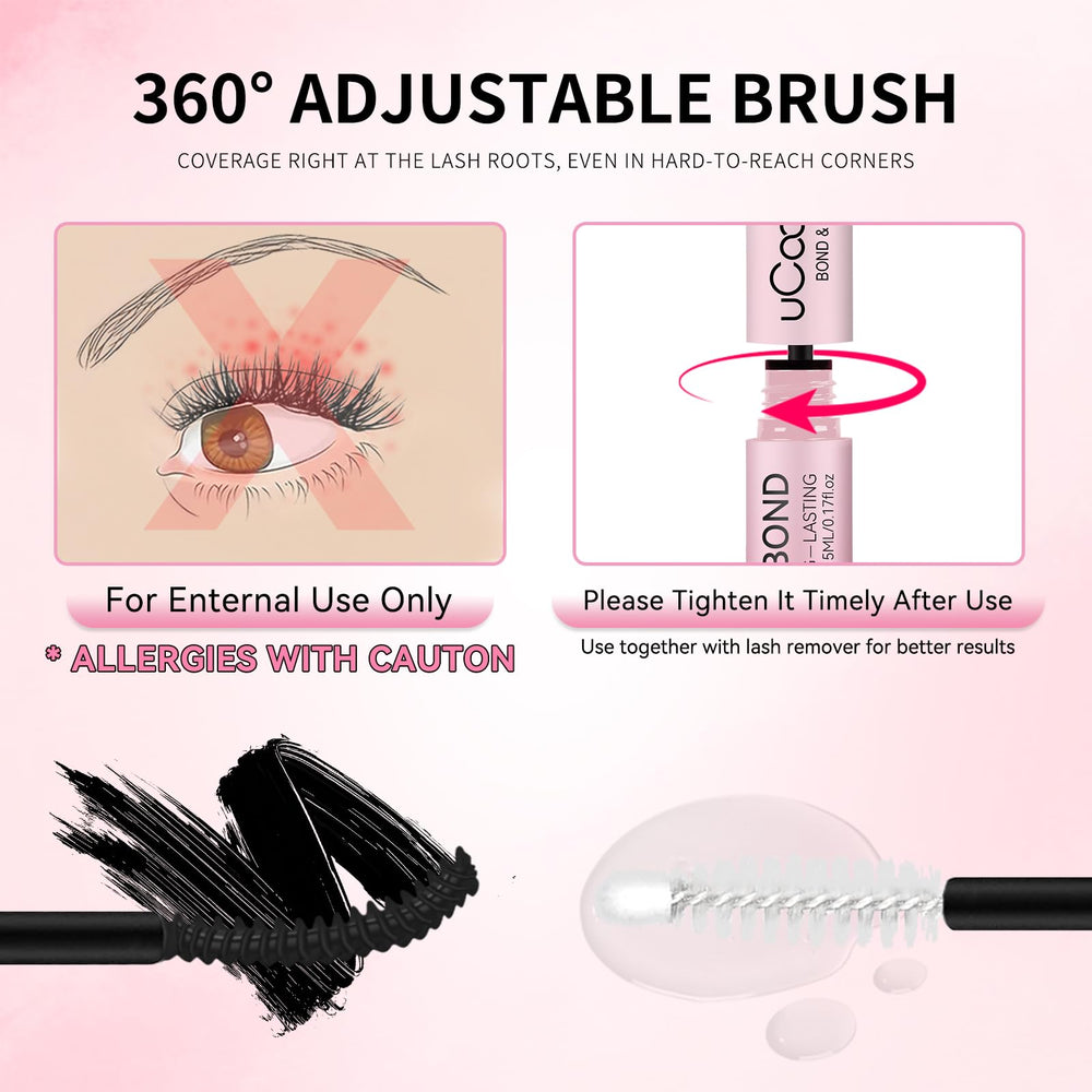 UcoolMe lash bond black bond creates a wispy look with durable adhesion.