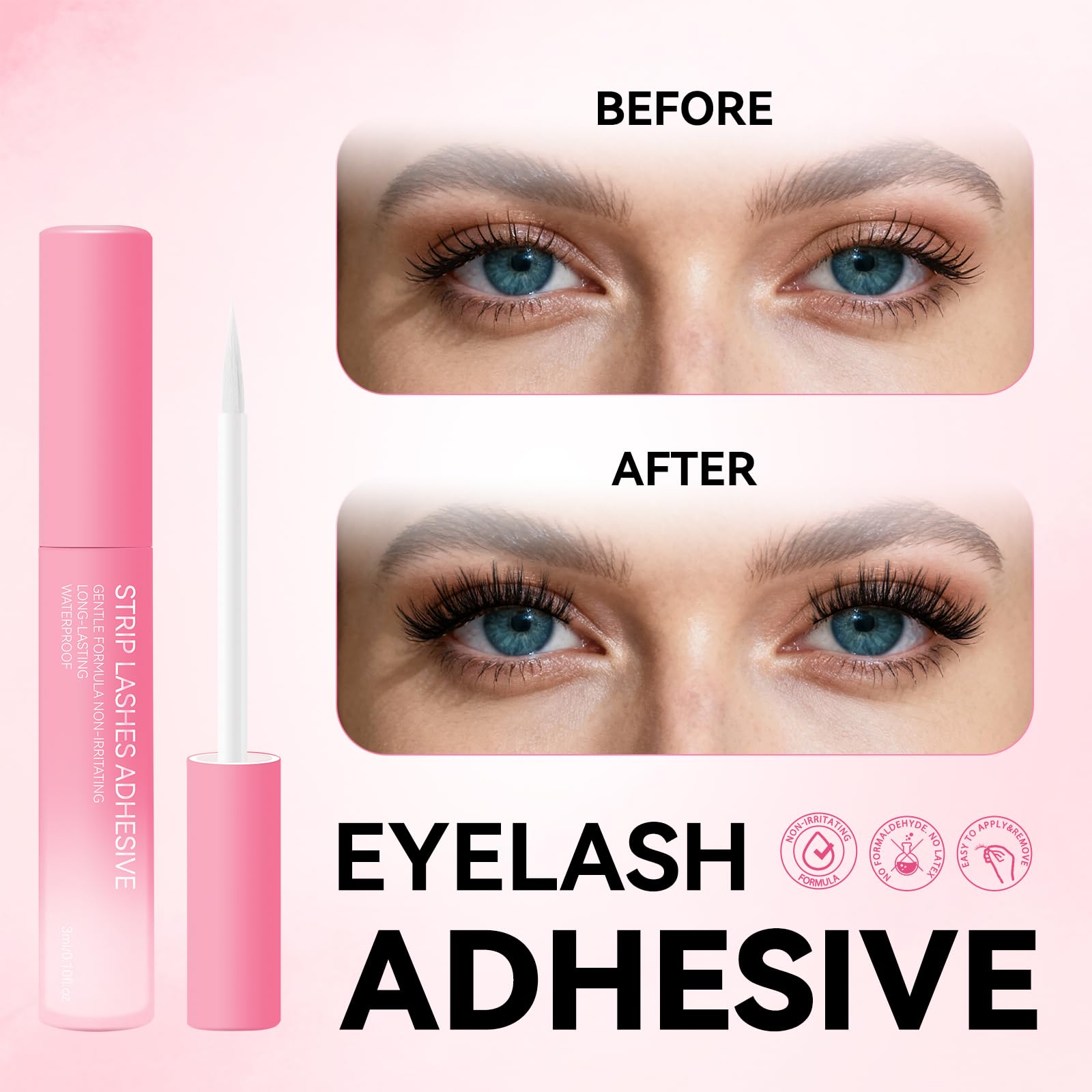 UcoolMe fast-drying formula dries clear for natural-looking lash lines.