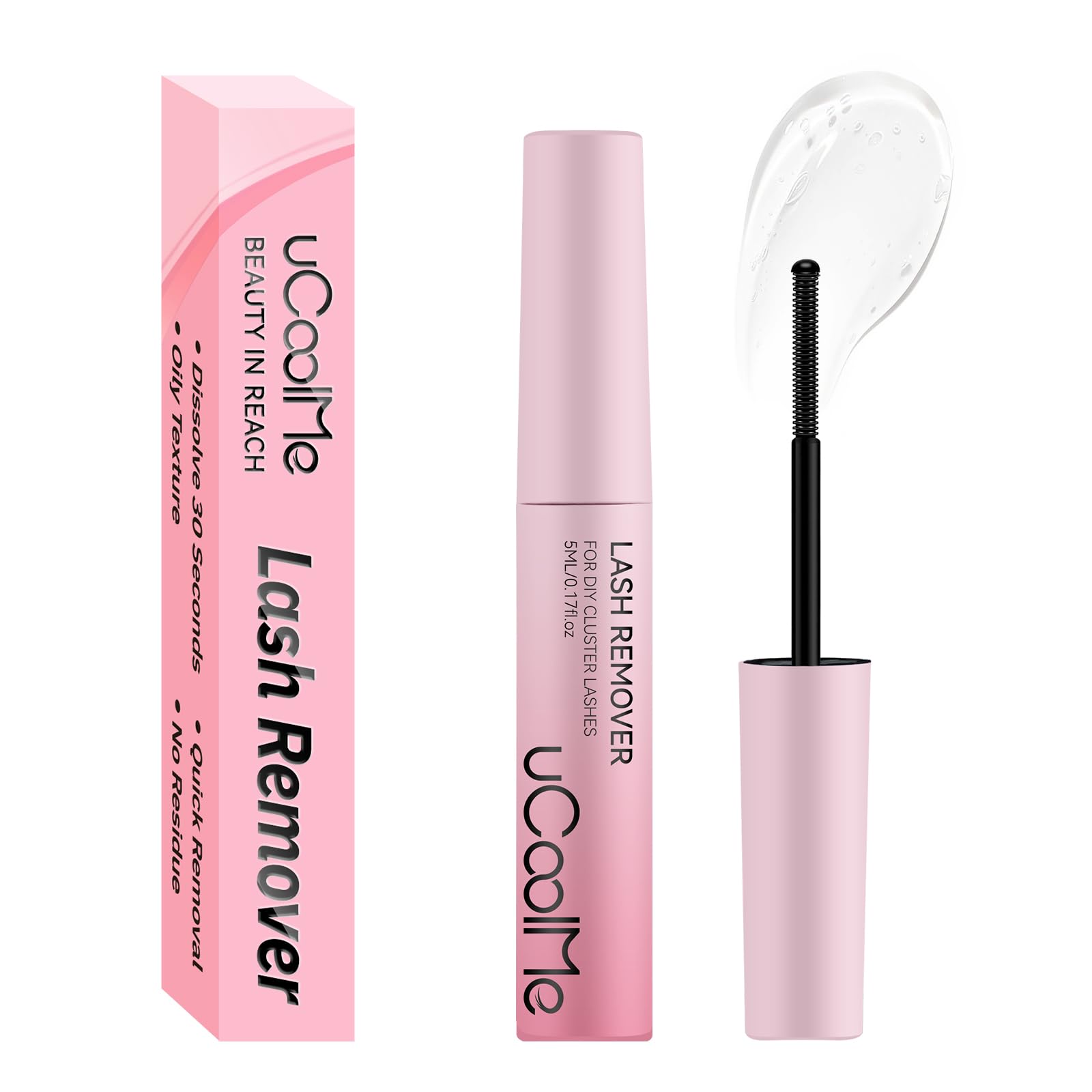 UCOOLME lash glue remover bottle with spiral brush for precise lash cleaning.