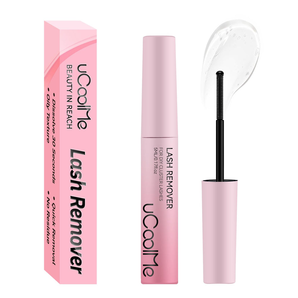 UCOOLME lash glue remover bottle with spiral brush for precise lash cleaning.