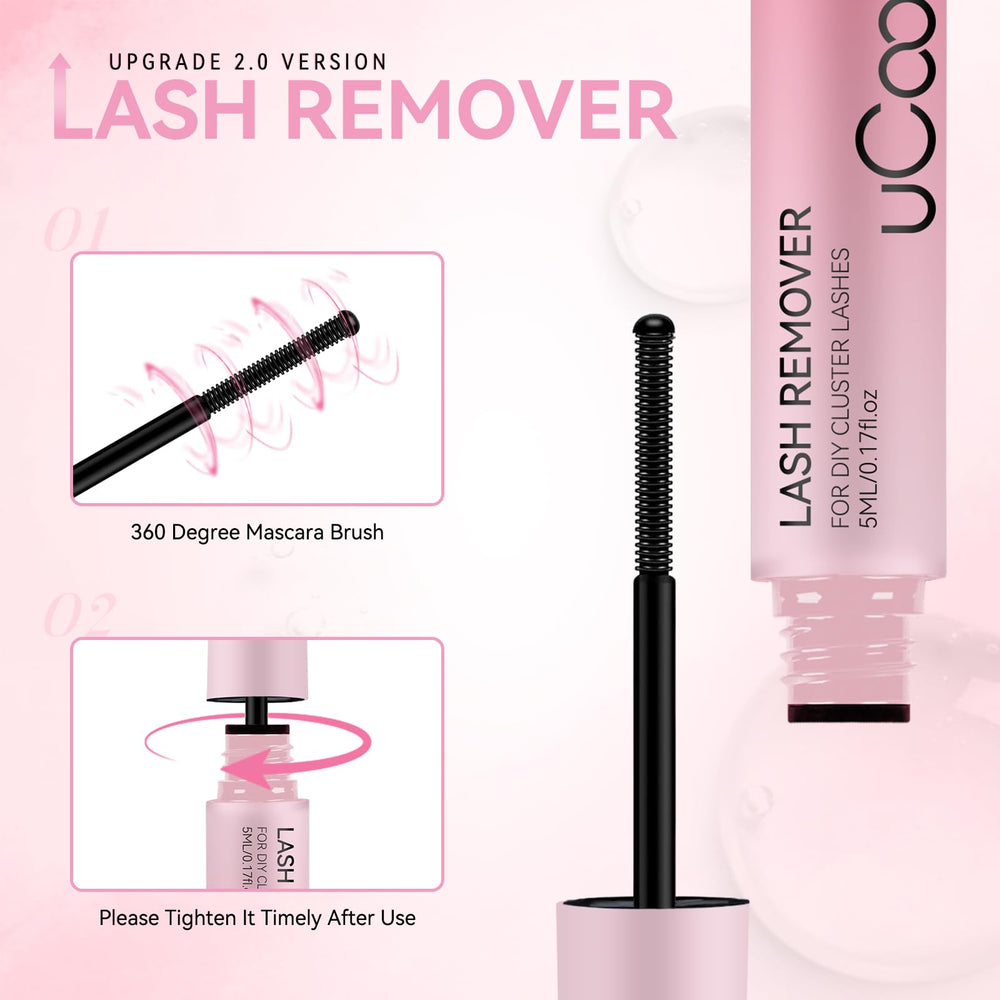 UCOOLME lash remover gel close-up demonstrates a safe, gentle formula.