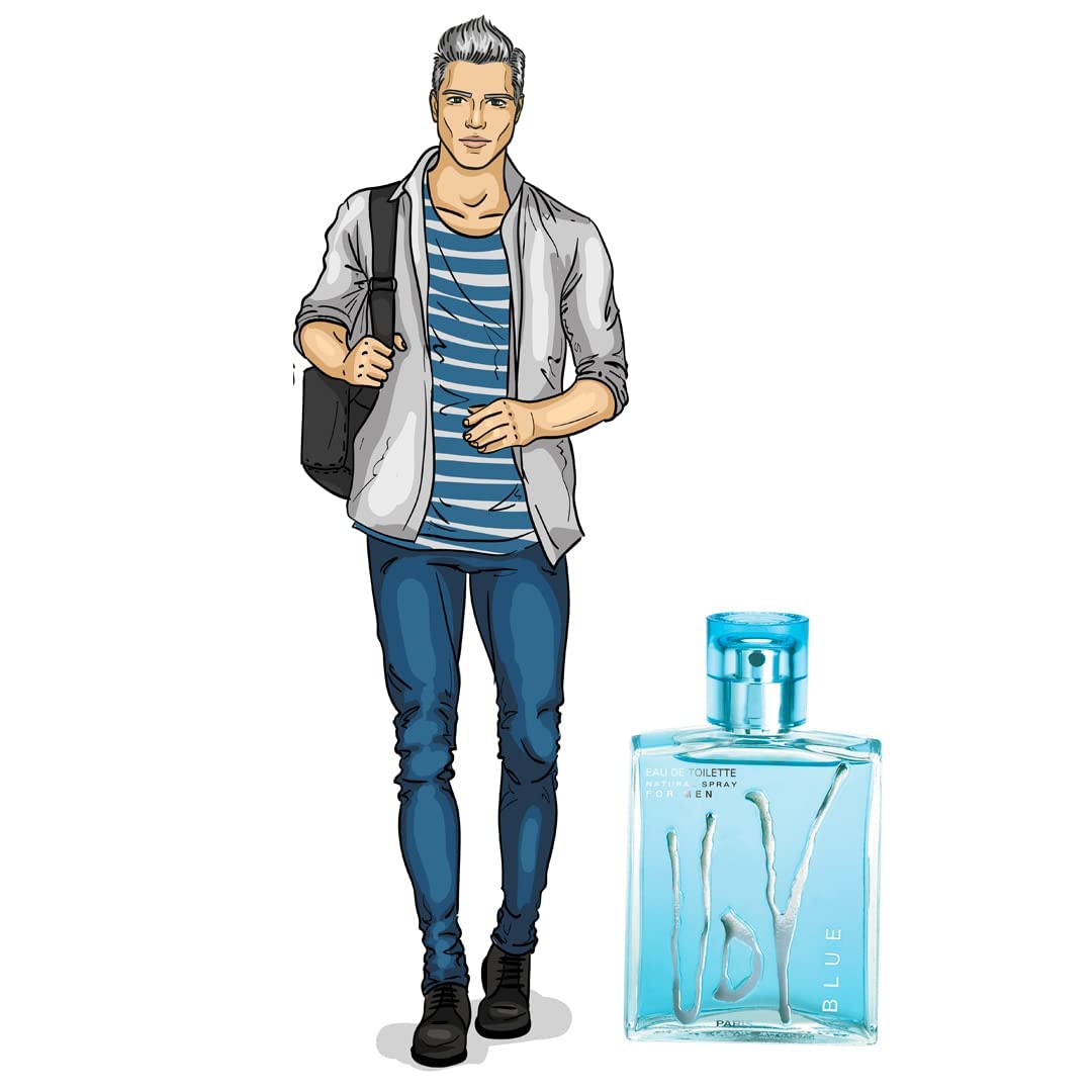 UDV Blue lifestyle imagery suggests confident daily wear.