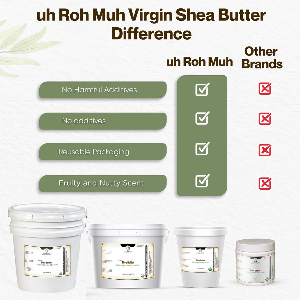 ghana-origin uhroh-muh virgin shea butter highlights natural sourcing