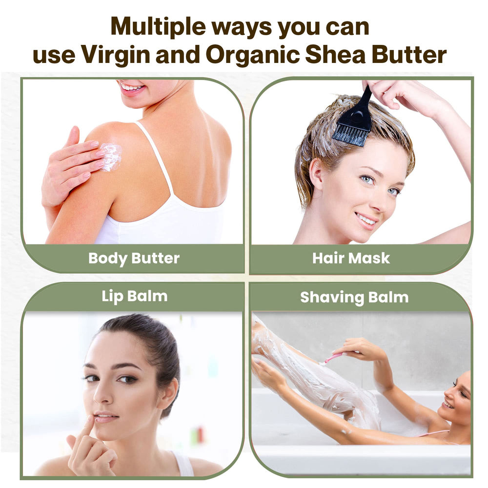 uhroh-muh virgin shea butter melted state ready for skin application