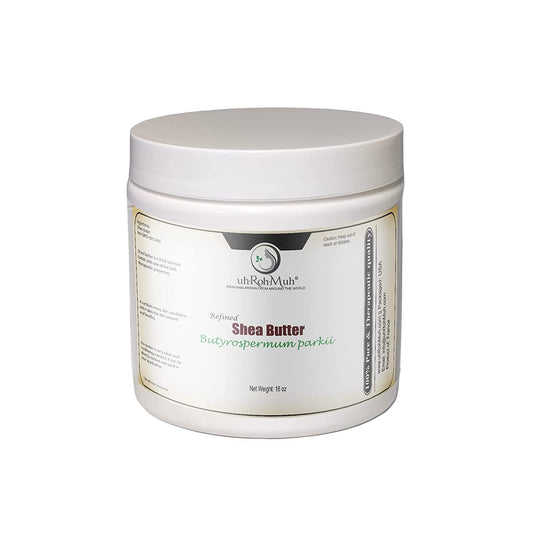 uh*Roh*Muh refined shea butter 16 oz jar for smooth, odorless cosmetic formulations.