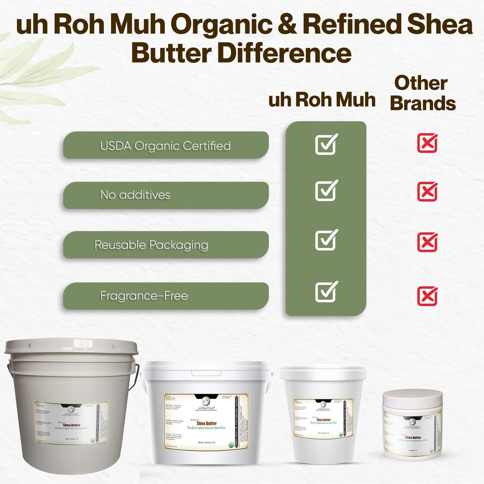 uhrohmu bulk refined shea butter pack for private label and DIY projects