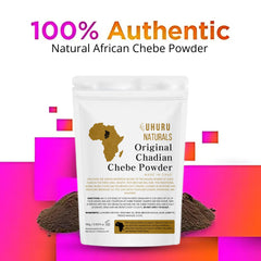 Uhuru Naturals ChadianChebe powder label detail and branding.
