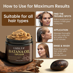 UIZELTA Batana Oil application on scalp for daily care.