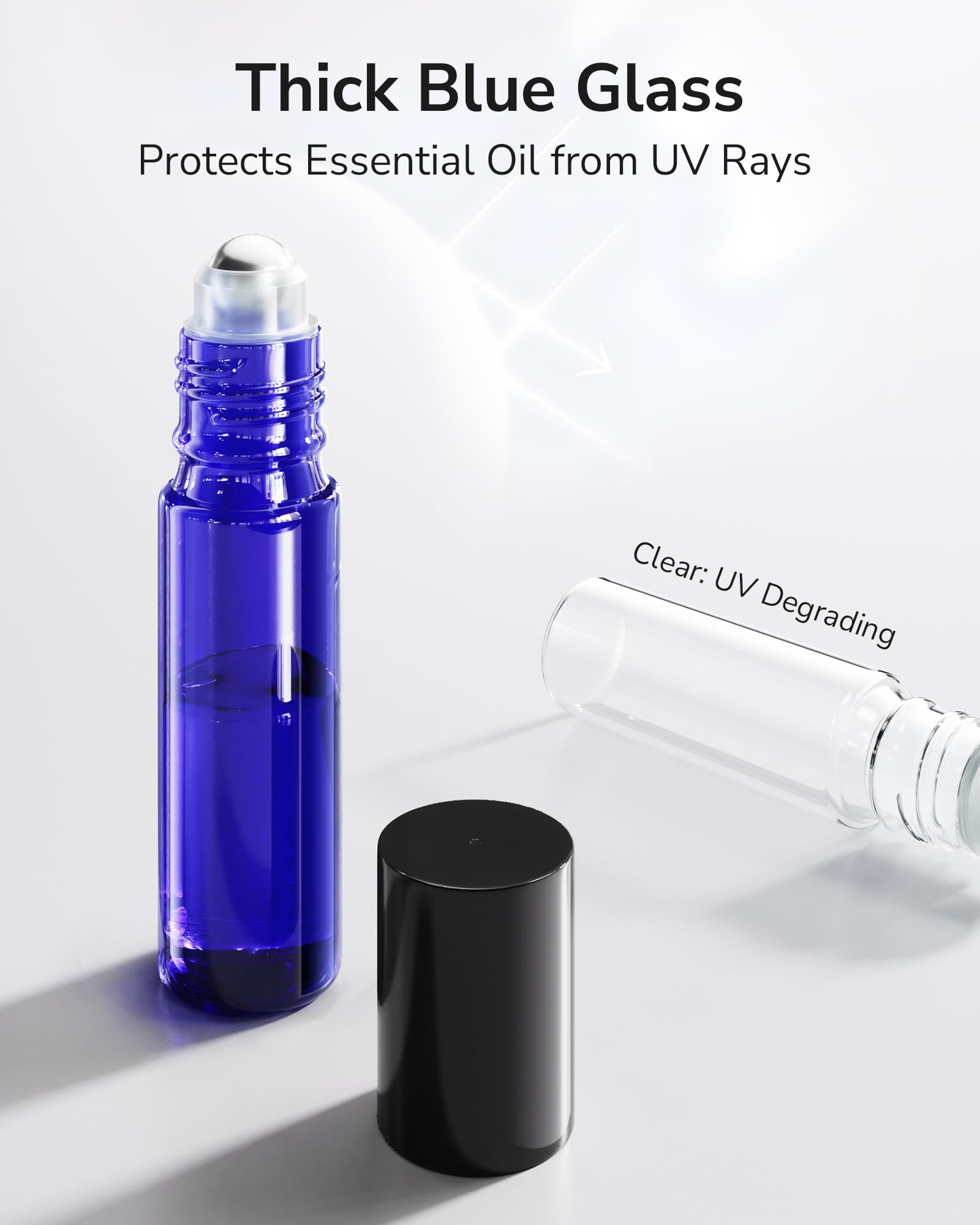 ULG cobalt blue glass bottle with roller ball for smooth application