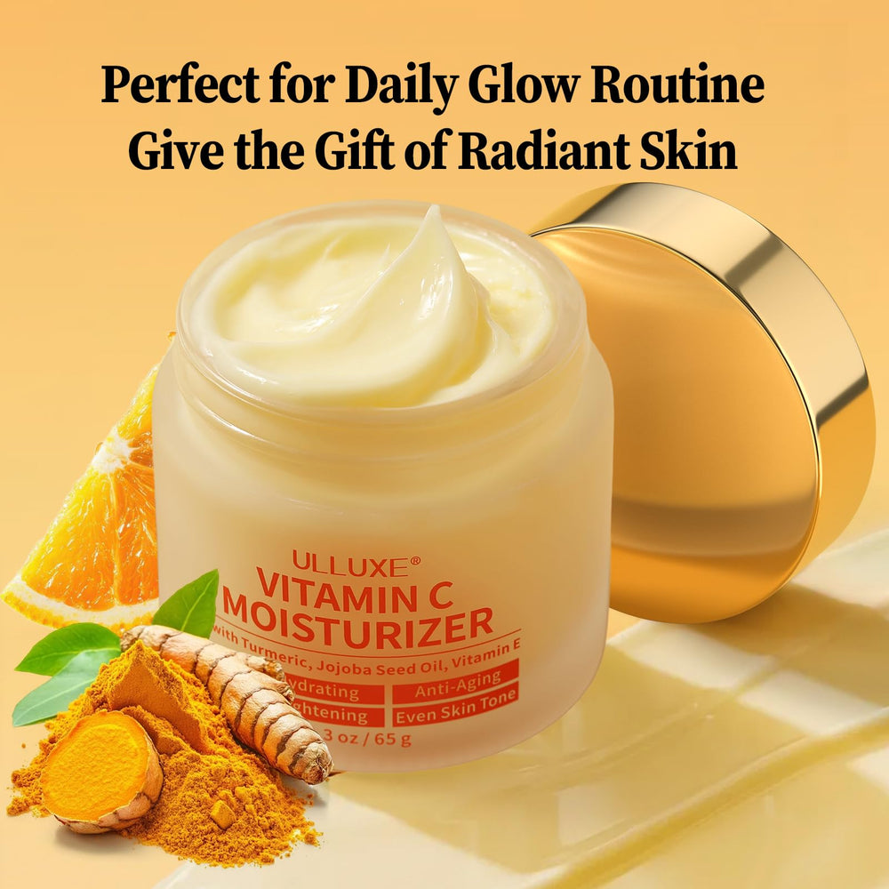 ulluxe Vitamin C Face Moisturizer swatch on skin illustrating even tone enhancement