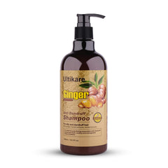 Ultikare Ginger Shampoo routine image suggests daily use for scalp care.