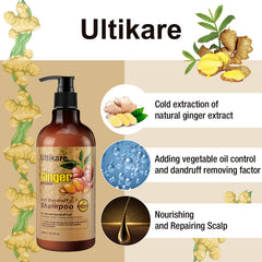 Ultikare Ginger Shampoo foam highlights thorough yet gentle cleansing.