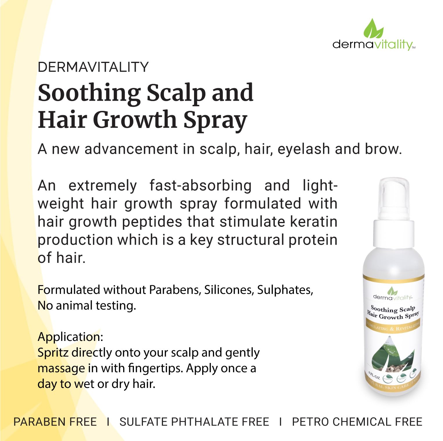UltimateVitality dry itchy scalp relief mist provides plant-based soothing care.