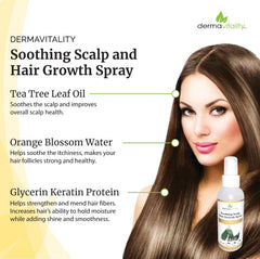 UltimateVitality tropical-scented hair growth mist offers a refreshing scalp experience.
