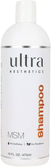 Ultra Aesthetics MSM Shampoo bottle front promotes softer, manageable hair and healthier-looking scalp