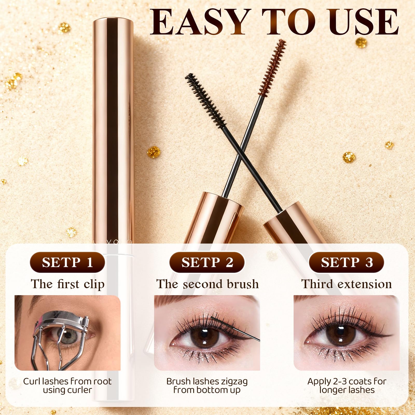 Ultra-Fine Lengthening Mascara 2.5mm micro-brush coats delicate lashes.
