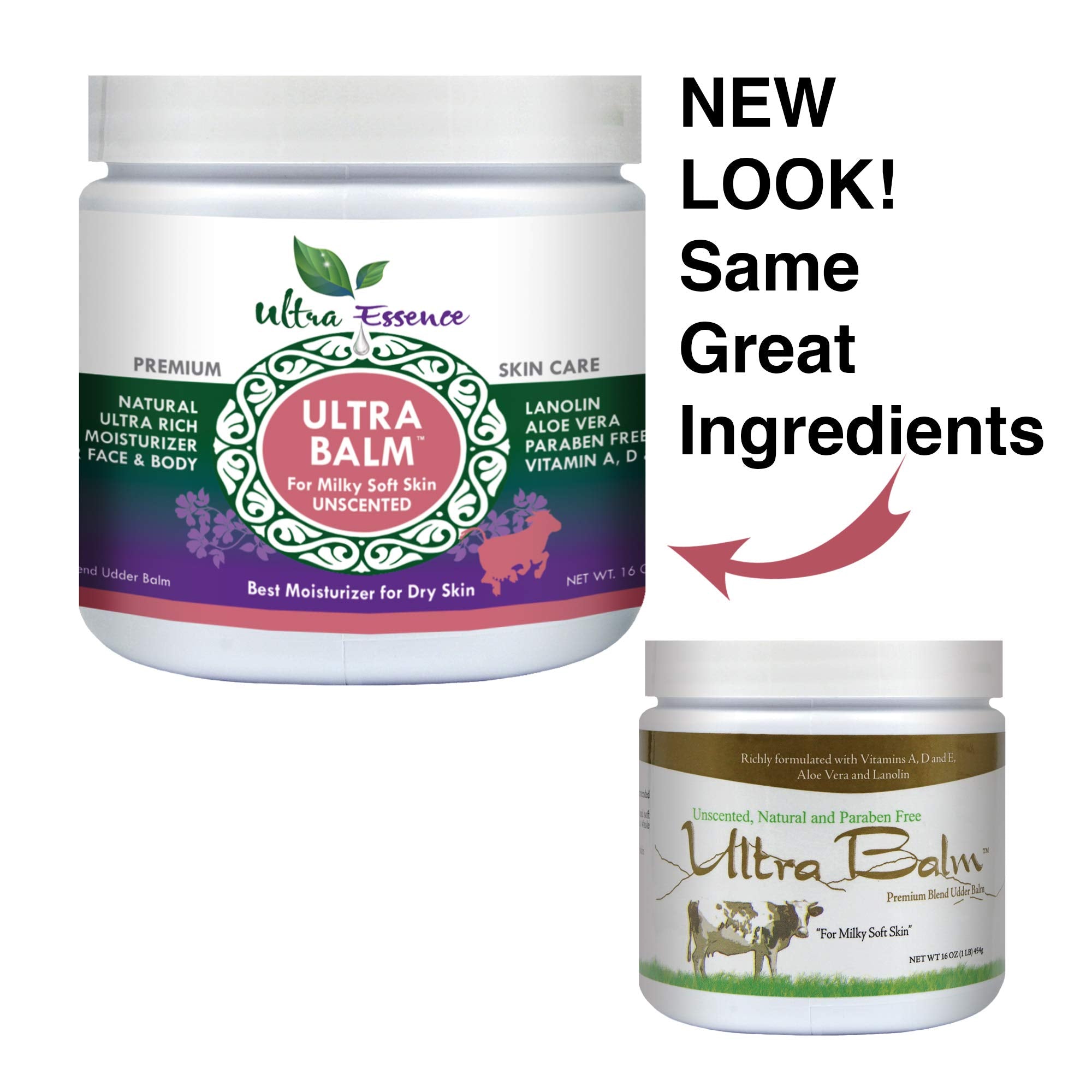 Ultra Balm unscented cream application on the face and body for soothing hydration.