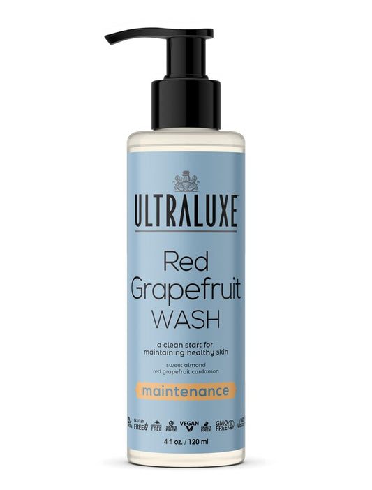 ULTRALUXE SKIN CARE Red Grapefruit Wash bottle front for a purified, refreshed complexion