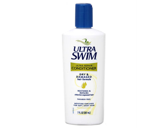 UltraSwim Ultra Repair bottle closeup shows creamy detangling formula