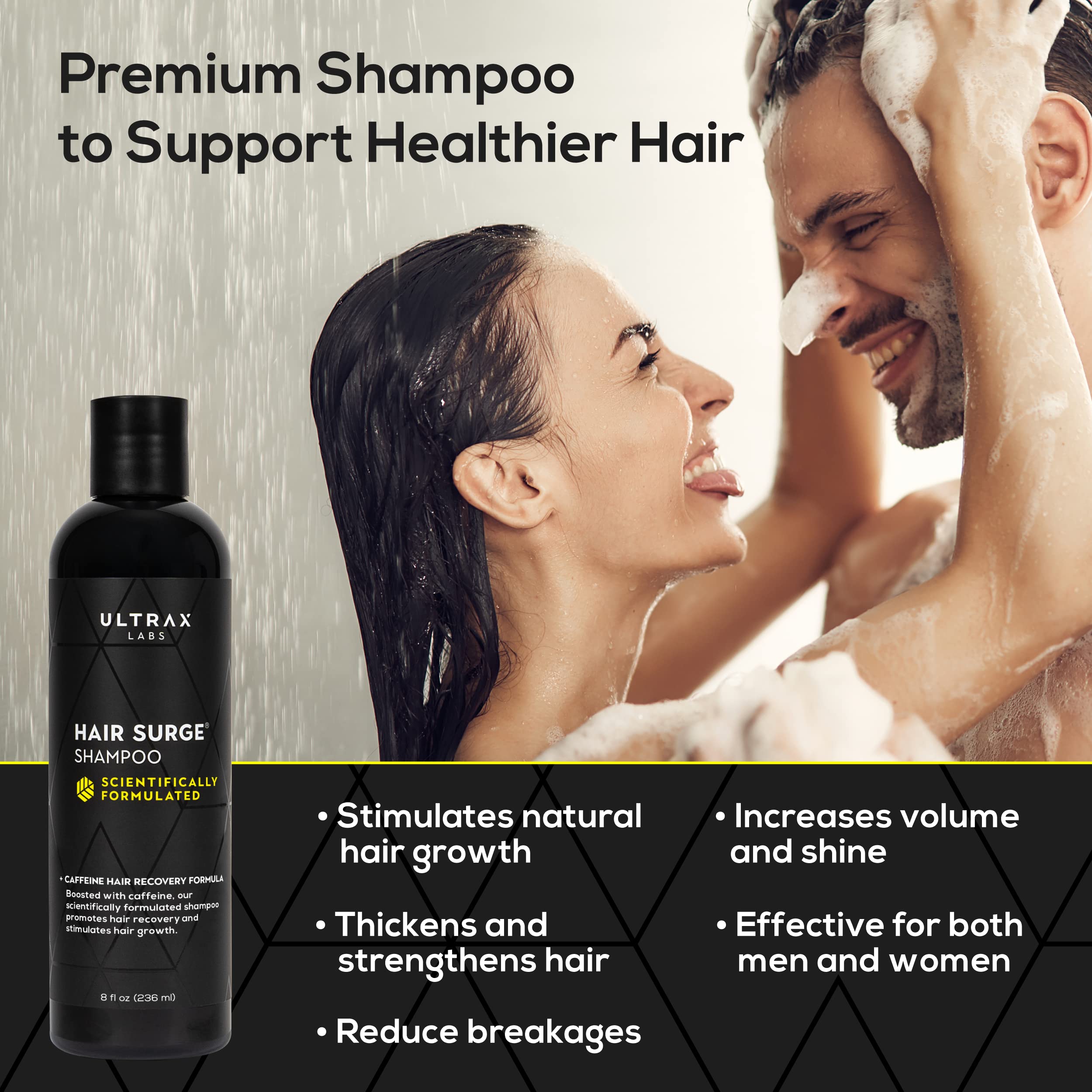 Ultrax Labs Hair Growth Shampoo scalp tingling action indicates energizing cleanse.