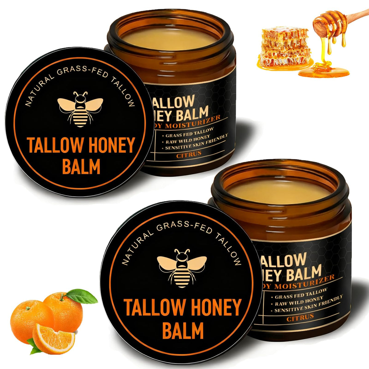 UMHWYZW beef tallow face moisturizer jar for daily, non-greasy hydration.