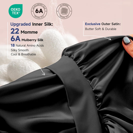 Umisleep Silk Bonnet adjustable tie band ensures secure, comfortable fit.