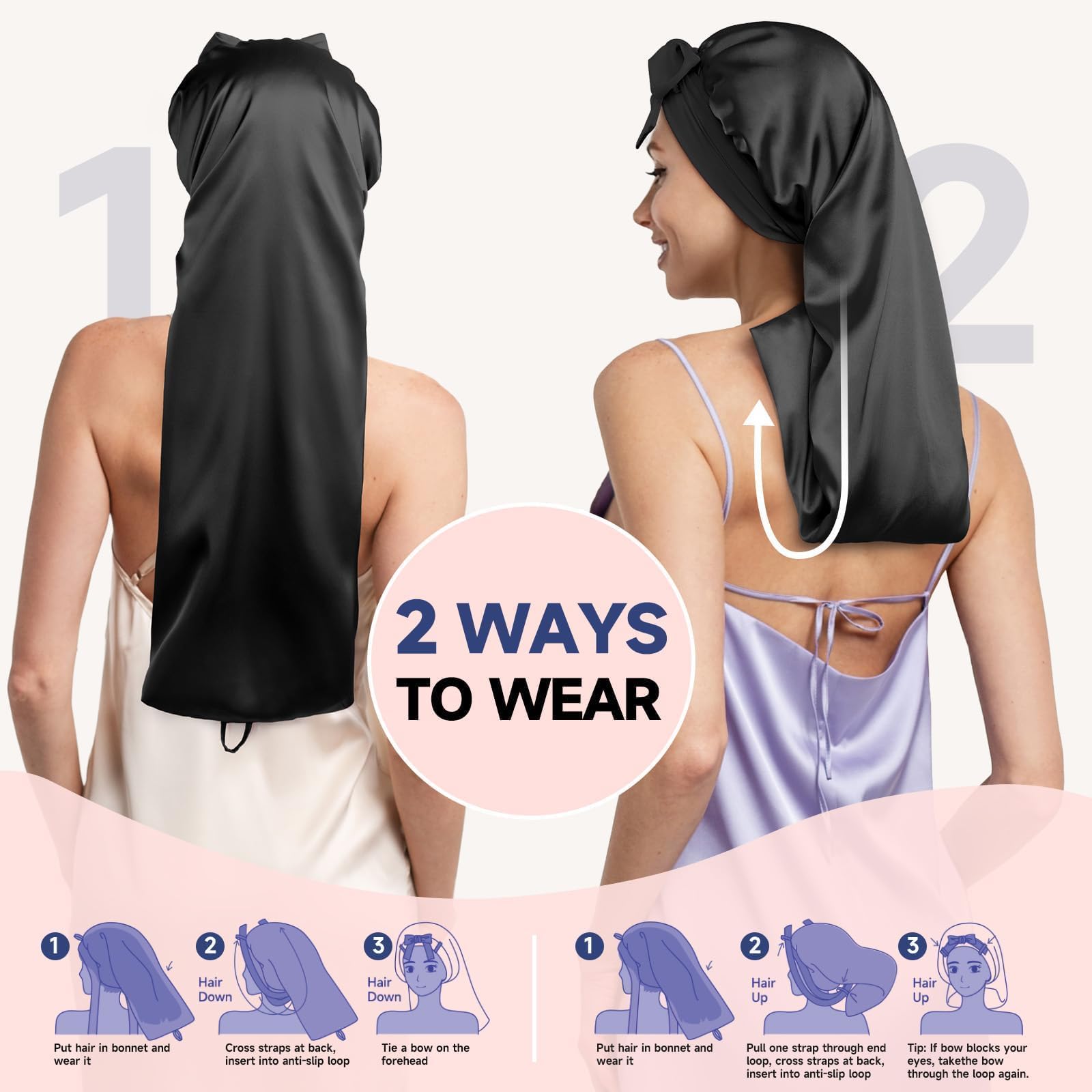 Umisleep Silk Bonnet reduces frizz and preserves moisture while you sleep.