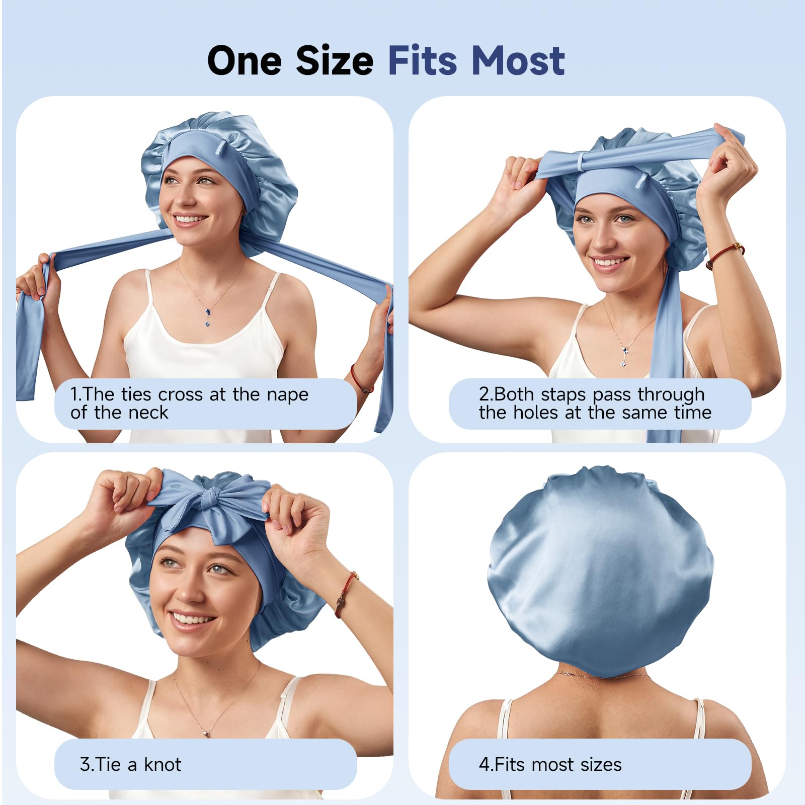 Umisleep bonnet on pillow, soft and breathable for sensitive scalps.