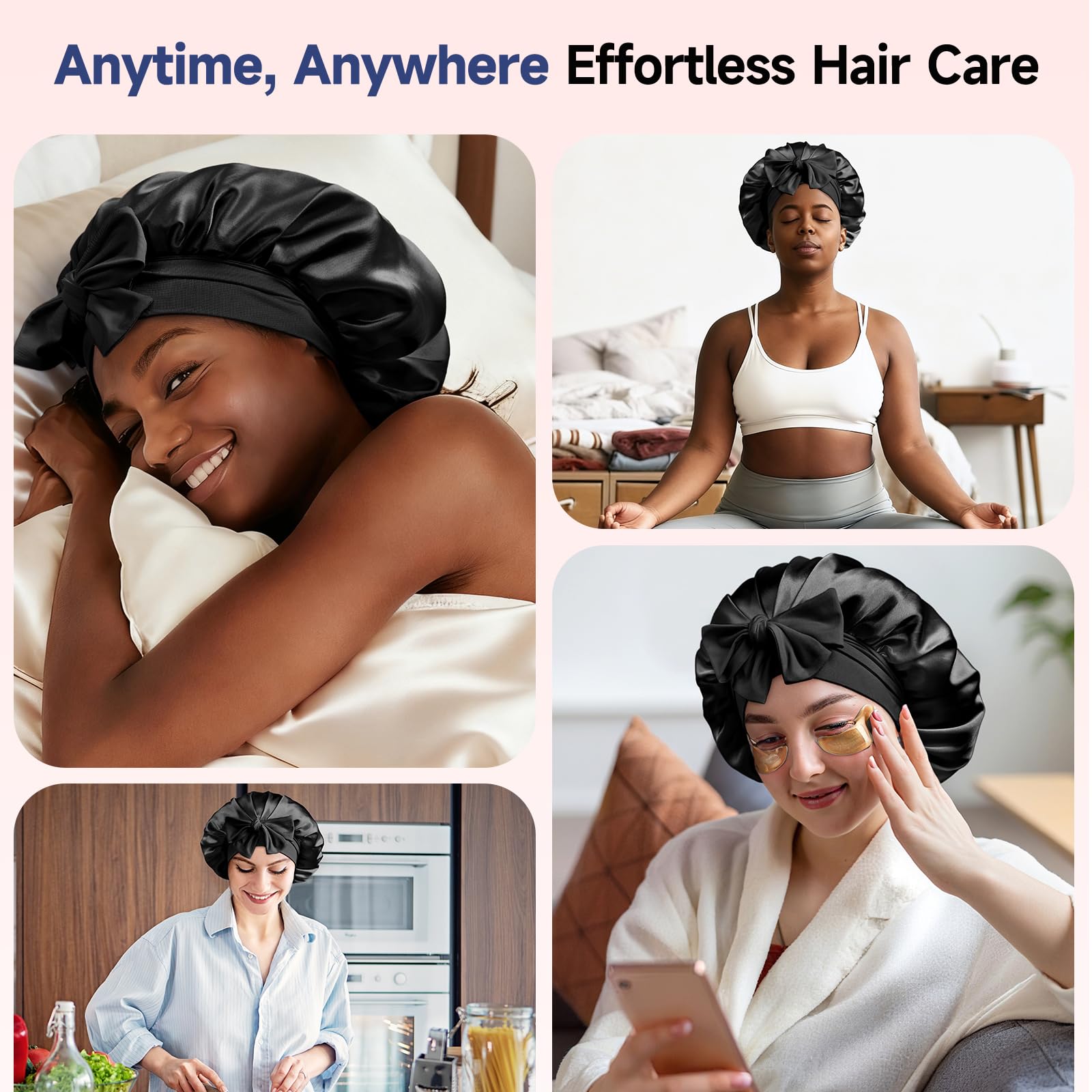 Umisleep Silk Bonnet on pillow demonstrates sleep-ready comfort