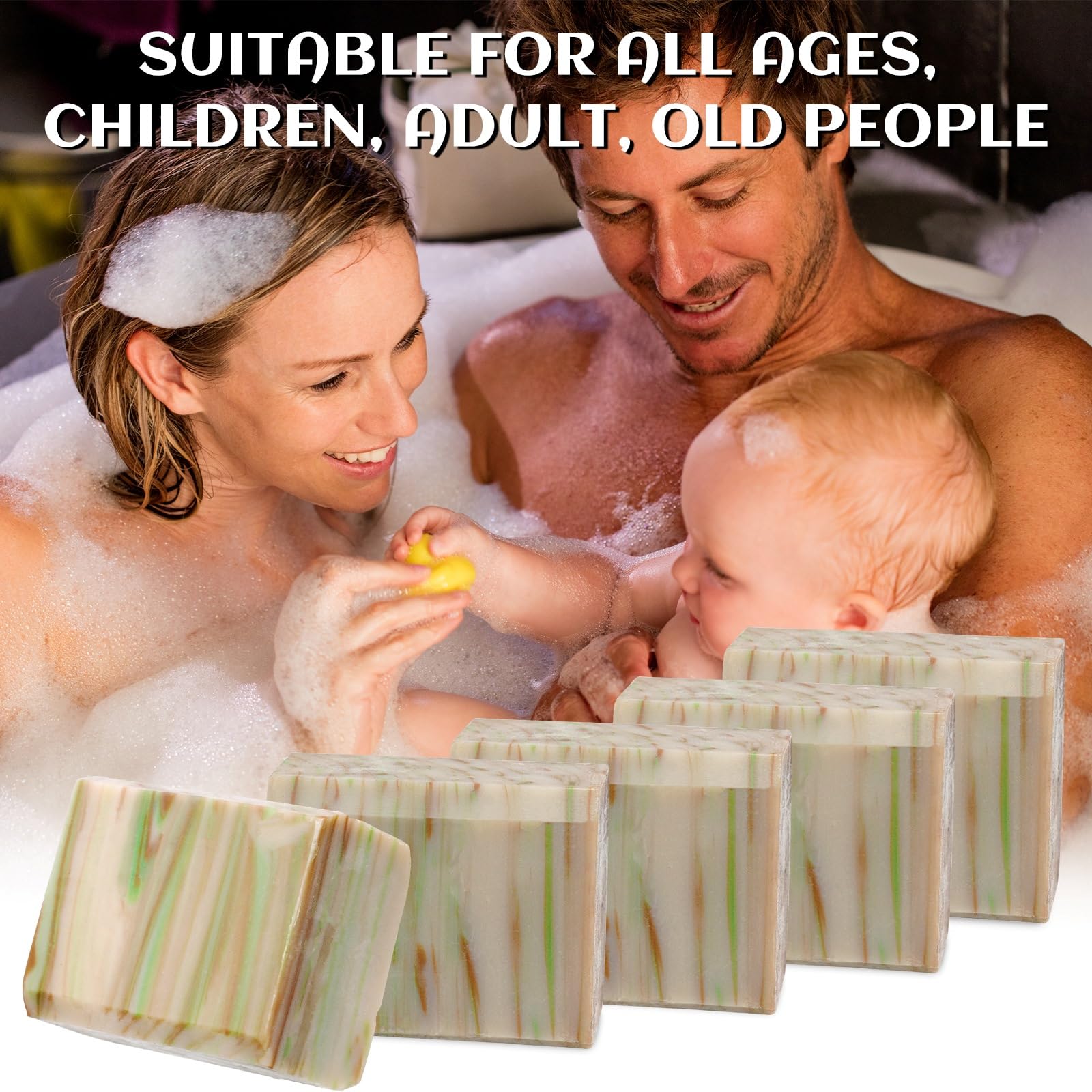 Umpeimvon olive oil soap lather close-up showing rich moisturizing foam for face and body.