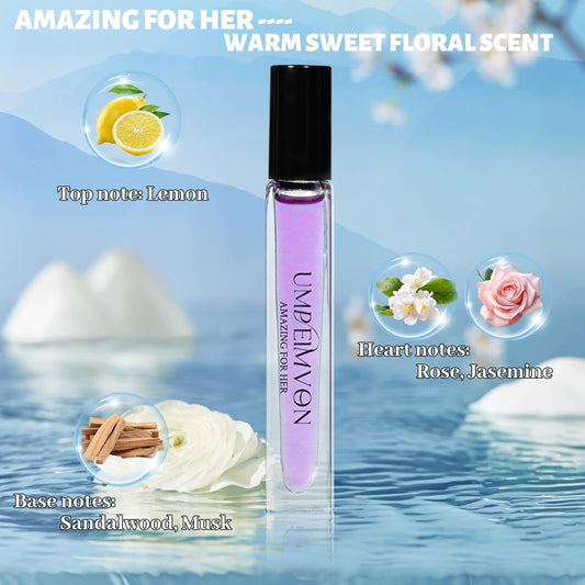 Umpeimvon roll-on bottle featuring jasmine and sandalwood for an elegant evening aroma.