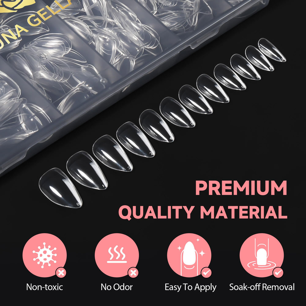 UNA GELLA short almond nail tips breathable and durable for wear