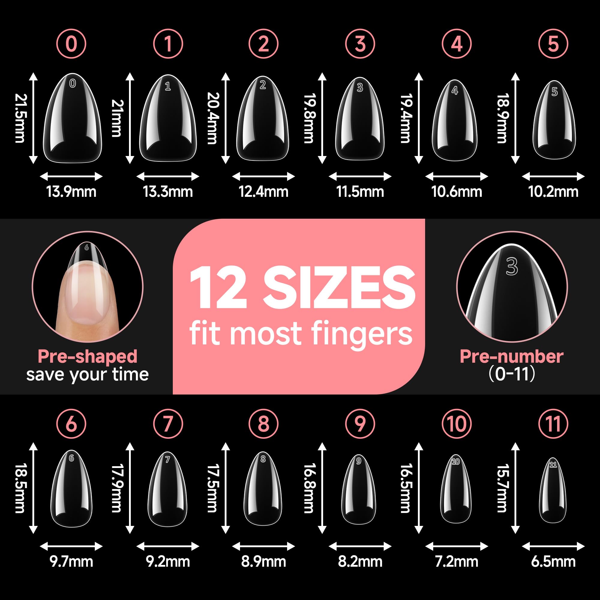 UNA GELLA short almond nail tips diverse designs for daily or special occasions