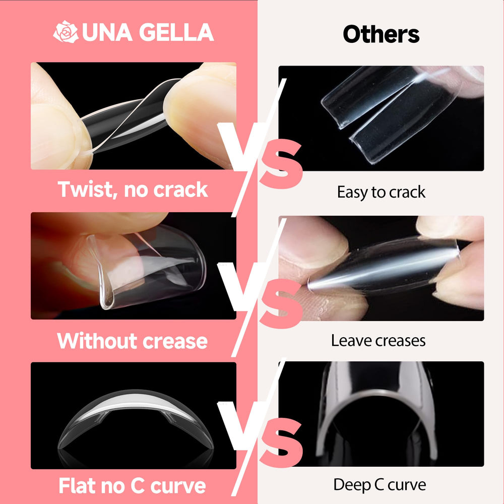UNA GELLA short almond nail tips DIY manicure ready for home use
