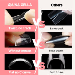 UNA GELLA short almond nail tips DIY manicure ready for home use