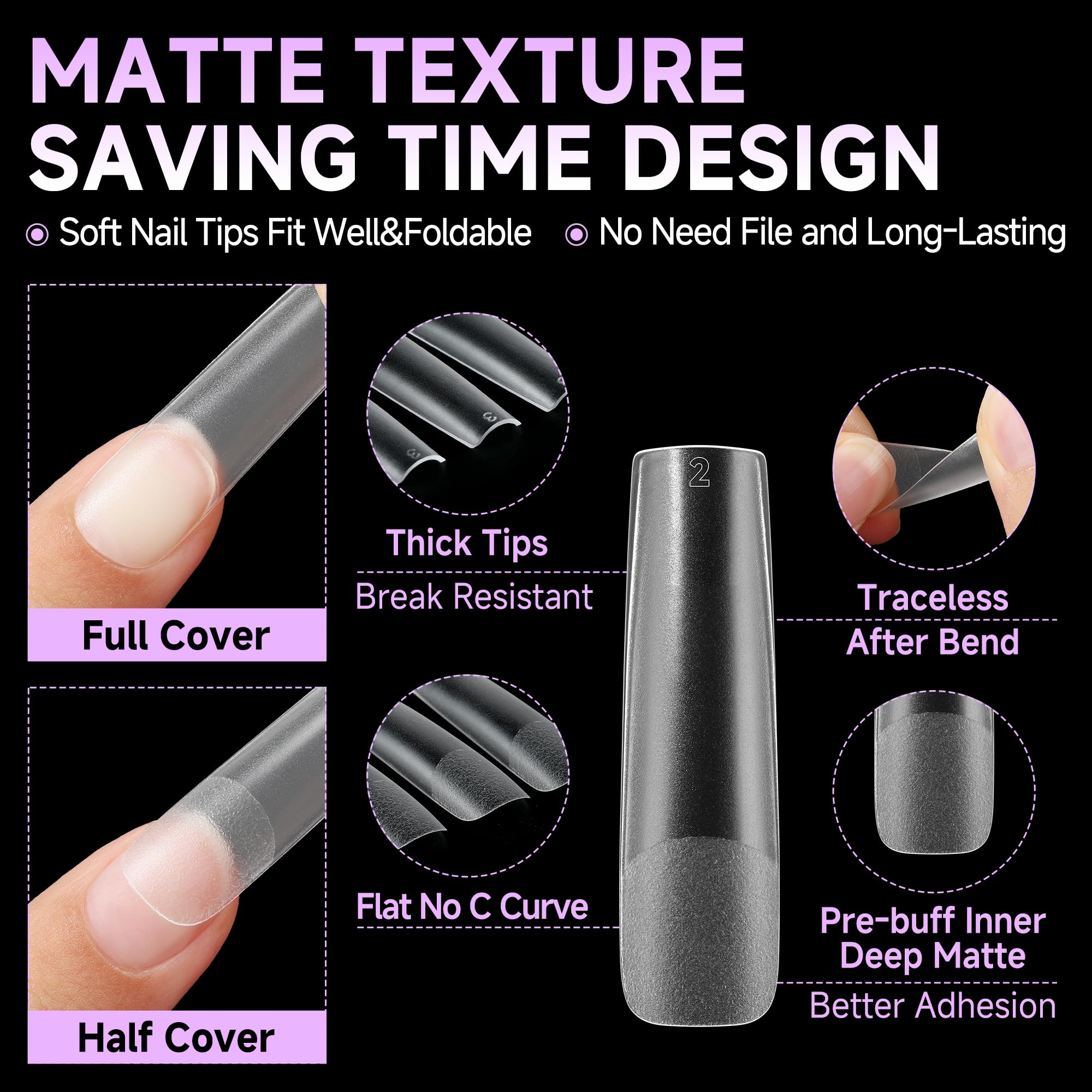 UNA GELLA soft gelly tip material delivers a flexible, comfortable nail extension experience.