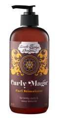 Uncle Funky's Daughter Curly Magic bottle closeup showing lightweight hold for curls