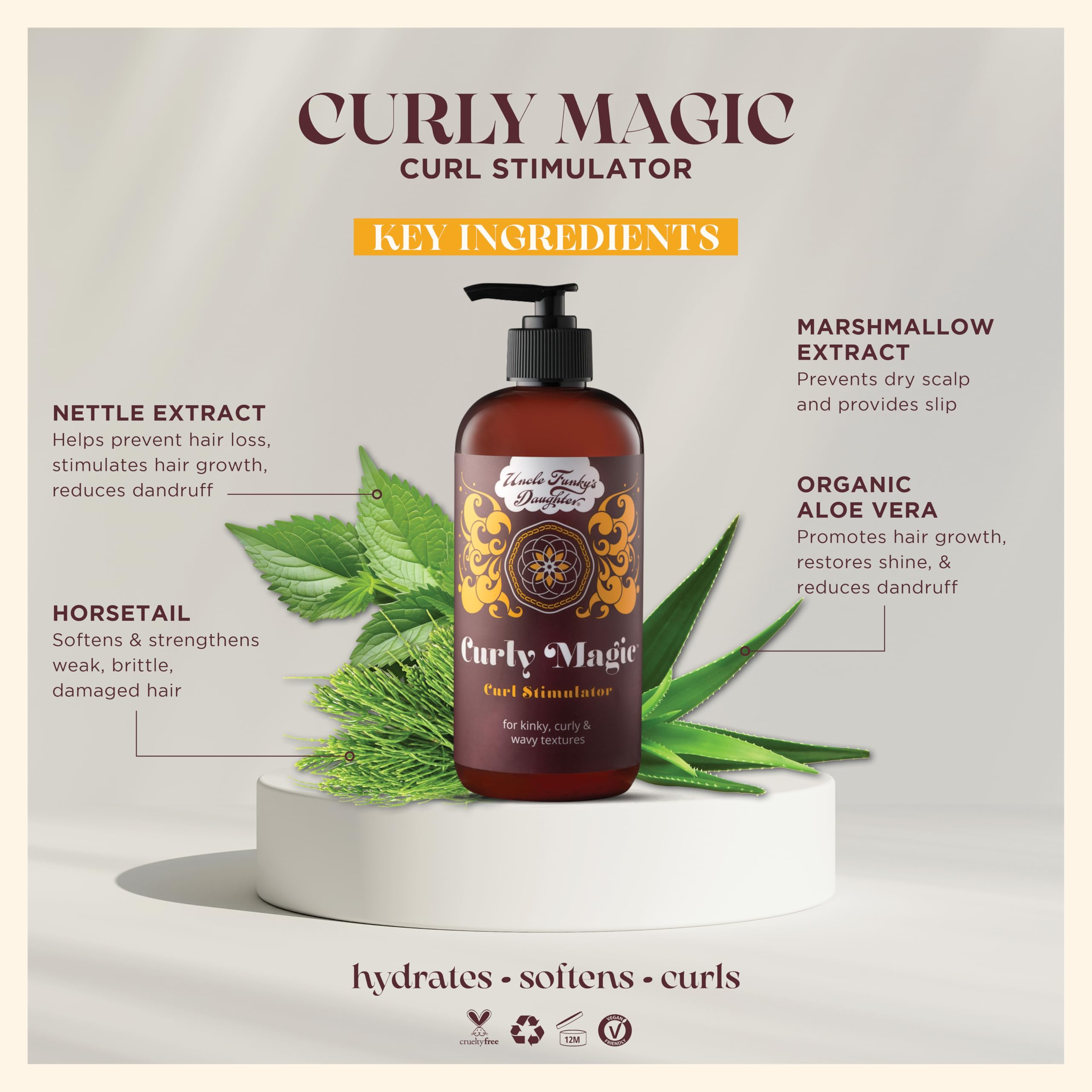 Uncle Funky's Daughter Curly Magic moisture-rich formula with aloe and marshmallow