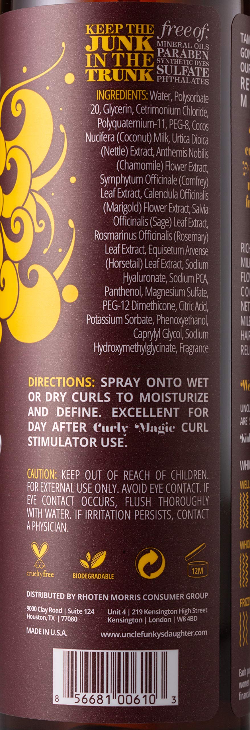 Uncle Funky’s Daughter Thirsty Curls texture close-up reveals creamy leave-in formula.